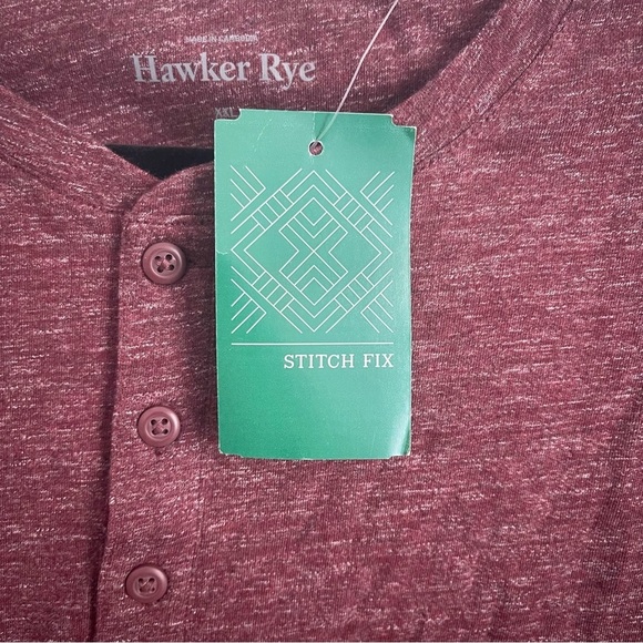 NWT Hawker Rye Mens Austin Space dye long sleeve Henley burgundy size XXL - Picture 4 of 10